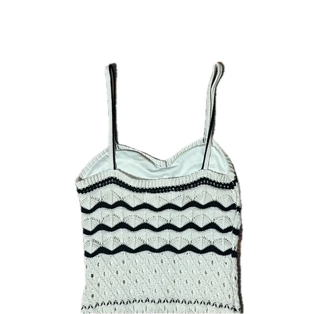Olive + Oak Cream and Black Boho Crotchet Maxi Dress Lined XS